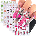 Halloween Nail Art Stickers Decals - 6 Sheets with Ghost, Pumpkin, Spider Web & Flame Designs - Variation 09