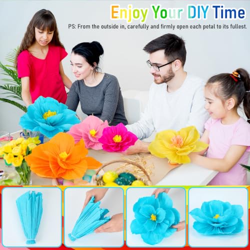Giant Paper Flowers Decoration Set - Mexican Fiesta Theme, 96 Pieces