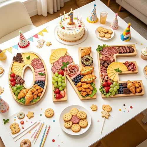 One Letters Charcuterie Board Set - Wooden Food Trays for Celebrations - Variation of THIS listing