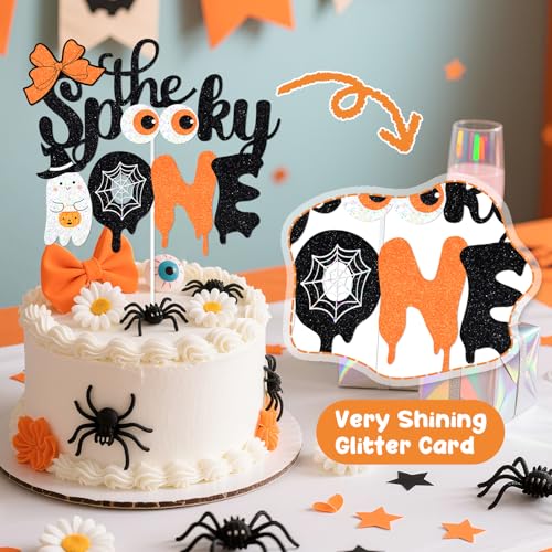 Halloween First Birthday Banner & Ghost Cake Topper Set - Spooky Party Decorations
