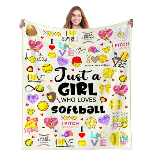 Softball Blanket Gifts for Women Adults - 60x50 Plush Flannel Throw - Softball Gifts / 60x50