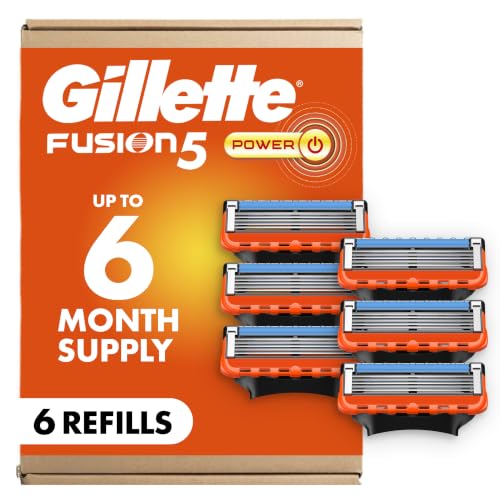 Gillette Fusion5 Power Razor Blade Refills 6 Count for Men - Long-Lasting Shave