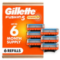 Gillette Fusion5 Power Razor Blade Refills 6 Count for Men - Long-Lasting Shave
