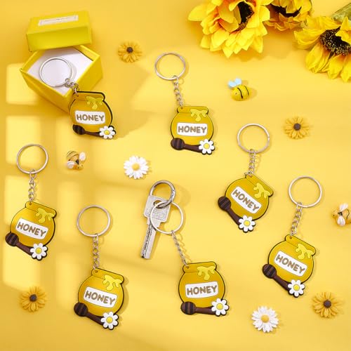 Honeypot Keychain Charm Bulk 20 Pcs - Cute Honey Bee Bag & Party Decor