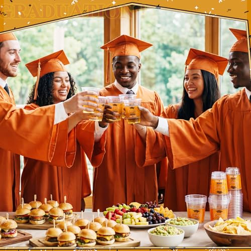 Orange Graduation Cups 12 oz 50 Pack Class of 2026 Party Supplies