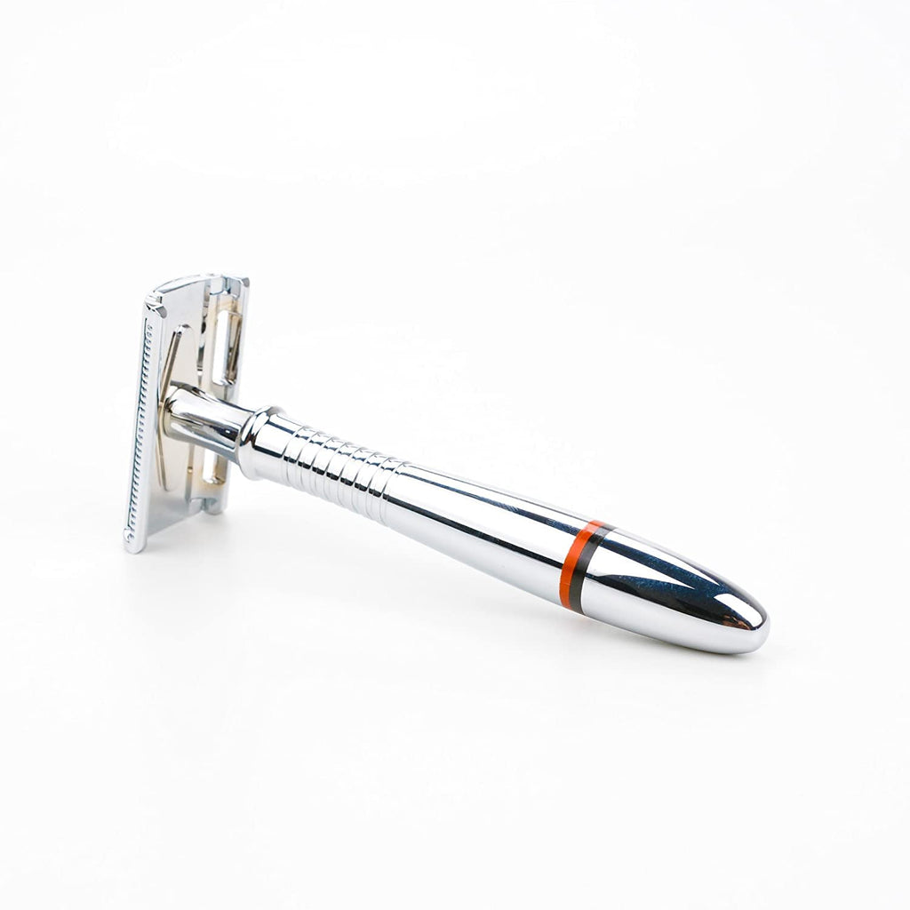 VIKINGS BLADE Double Edge Safety Razor for Men + 5 Swedish Steel Blades + Luxury Case. Classic 3-Piece. Reusable, Eco-Friendly (The Godfather)