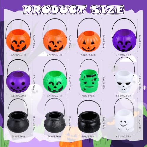 24 Pack Halloween Pumpkin Candy Buckets for Trick-or-Treating & Parties