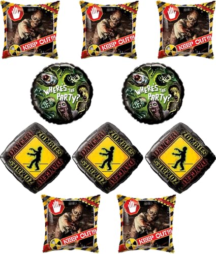 Zombie Party Balloons 10-Pack - Halloween & Birthday Decorations