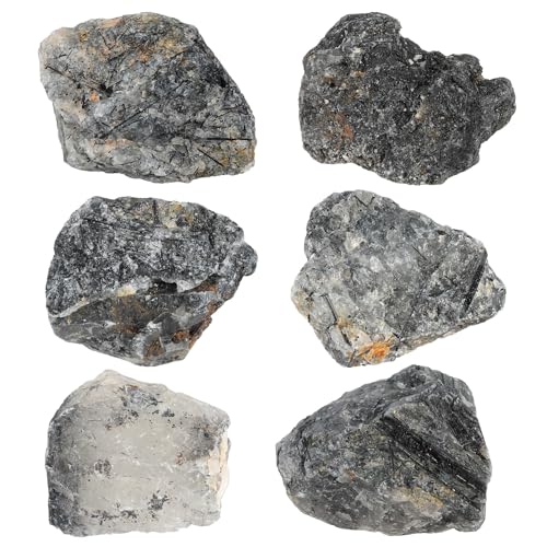 Black Rutilated Quartz Raw Stone - Irregular Natural Crystals for Meditation & Feng Shui - 0.22-0.44 lbs