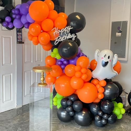 Halloween Balloons Arch Kit - Black, Orange, Purple, Green - 124pcs