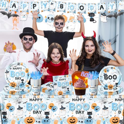 Blue Halloween Boo Day Party Decorations Set - 142 Pieces for Kids & Celebrations
