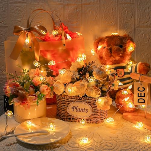 USB Bee String Lights 10Ft 30 LEDs Whimsical Honey Bee Decor - Variation of USB Bee