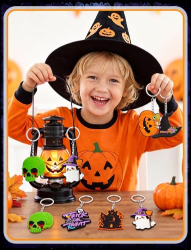 Halloween Keychain Set - 90 Spooky Horror Keychains for Party Favors & Gifts - Variation 90