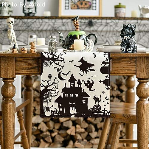Halloween Table Runner 13x120 Inch Black White Decor Party Home | Artoid Mode 210 GSM