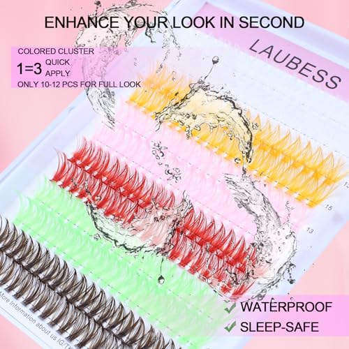 Colored Lash Clusters - Wispy Rainbow Eyelash Extensions 13/15mm - 40D-D-Mix13/15