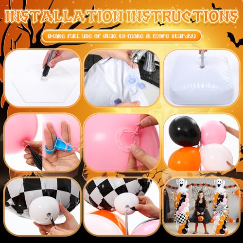 Halloween Balloon Arch Kit with Ghost & Star Foil Balloons - Pink, Orange, Black, White, Ghost Variation