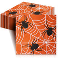 Halloween Spider Web Napkins - Orange 100 Pack, 6.5 x 6.5 Inch 2-Ply Paper