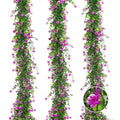 Artificial Eucalyptus Garland with Flowers - Fuchsia Variation, 5.8 Ft, Pack of 3
