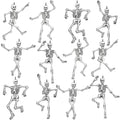 Halloween Skeleton Decor Set - 12 Jointed Luminous Paper Skeleton Cutouts