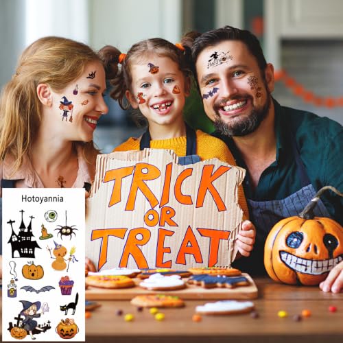 Halloween Pumpkin Temporary Tattoos Stickers - 30 Sheets, 380+ Designs, Kids & Party Decor