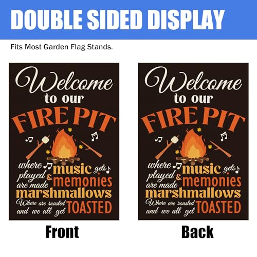 Outdoor Garden Flag Welcome to Our Fire Pit - Camping Decor Banner