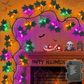 9FT LED Halloween Garland with Purple, Green & Orange Lights, Black Leaves, Battery Operated