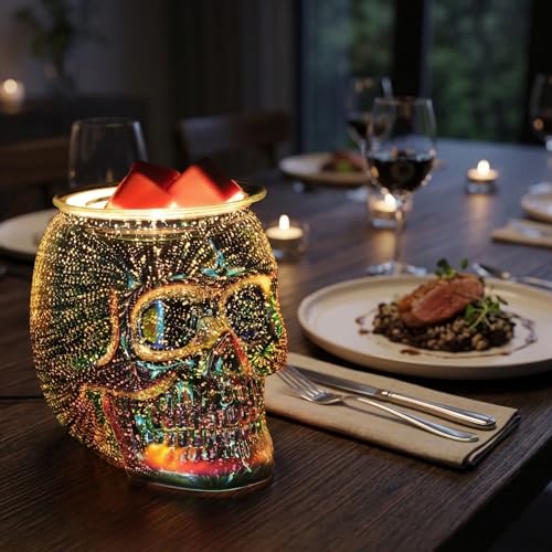 Rainbow Skull Wax Melt Warmer - 3D Firework Electric Skull Decor