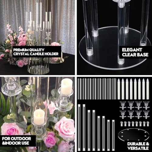8 Arm Acrylic Candle Holder with LED Candles - 38.5 Inch Tall Home Decor Variation of With LED Candles / 1