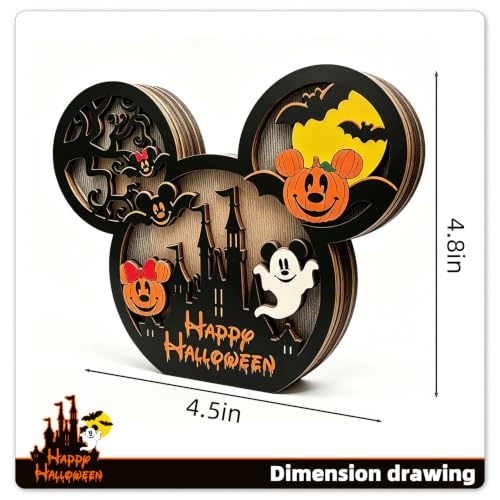 Halloween Wooden Table Centerpieces - Spooky Pumpkin, Ghost & Bat Decor