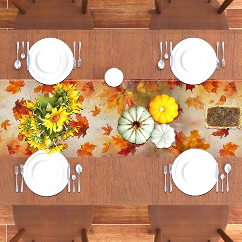 Rvsticty Fall Table Runner 13x72 Inches Autumn Thanksgiving Home Decor