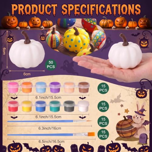 Fall Pumpkin Painting Kit - DIY Art Set with Foam Pumpkins & Paints