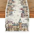 Winter Table Runner 13x72 Inch Beige Polyester Home Decor for Dining Table - Artoid Mode
