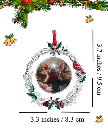 Cute Pig Christmas Ornament - Festive Glass Holiday Decor for Tree & Wreath