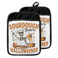 Halloween Skeleton Pot Holders with Pockets - Heat Resistant Oven Mitts for Baking & Cooking