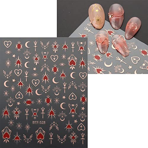 Moon & Star Nail Art Stickers Set - Self-Adhesive Nail Decals for DIY Manicure