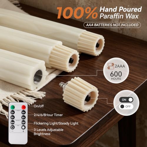 Halloween Ghost Candlesticks Set - Flameless Taper Candles with Remote, 3 Pack