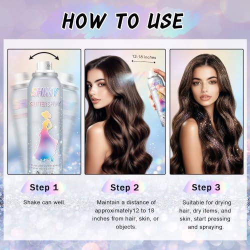 Body Glitter Spray Shiny Silver - Long-Lasting Hair & Body Sparkle 5.2 Fl Oz