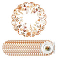 Fall Floral Paper Placemats - Scalloped Boho Design, 100 Pack for Autumn Events