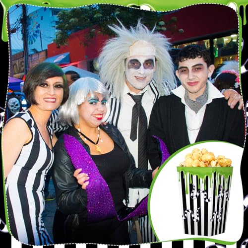 24 Pack Halloween Popcorn Snack Boxes with Worm & Stripe Design