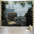 Pirate Ship Tapestry Wall Hanging for Nautical Decor 92x70 Inches - Caribbean Treasure Island Scene - Kids Bedroom & Home Decor - Variation T1-A16619