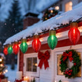 16FT Jumbo Red and Green Christmas Lights Outdoor Giant Christmas Decorations with 10 LED Clear Red Green Bulbs - Variation: LED Clear Red Green