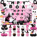Pink Halloween Birthday Decorations Party Supplies Kit - Ghost & Pumpkin Theme