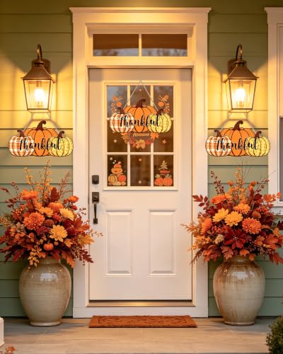 Thanksgiving Pumpkin Wooden Door Sign - Fall Harvest Wall Decor