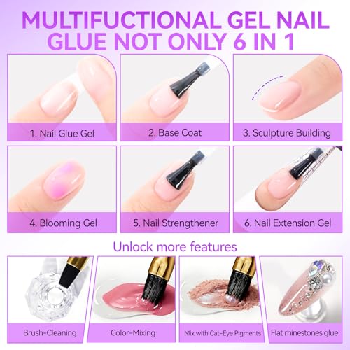 UV Nail Glue Gel 32ML - Strong Press-On & Extension Adhesive, 2pcs 16ML Set