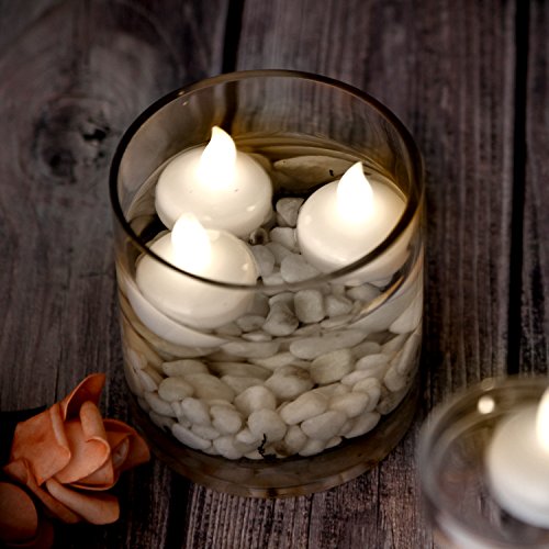 Floating Waterproof Flameless Candles - White LED Tea Lights, Pack of 12 Bougies