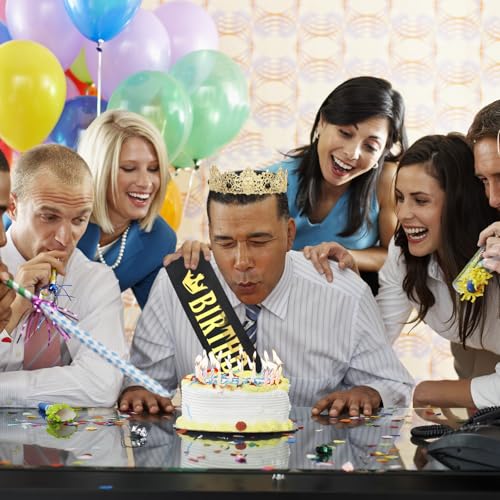 Gold King Crown and Sash Set for Birthday Party Men’s Decorations