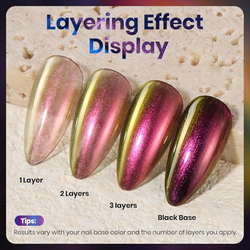 Beetles Chrome Nail Polish - Holographic Ember Chameleon Effect, Fast Dry, Long-Lasting