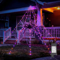 Brightown Halloween Decorations Outdoor - Orange & Purple Giant Spider Web Lights with 8 Modes