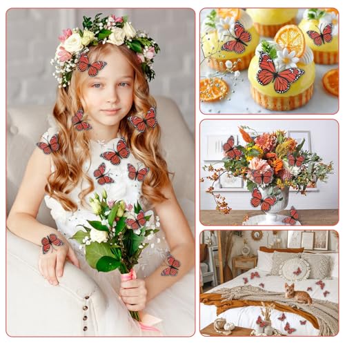 24PCS 3D Monarch Butterfly Wall Decor Set - Realistic Butterfly Decorations for Home & Party