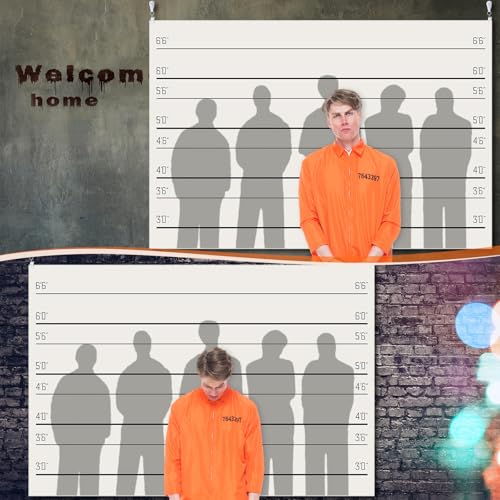 Police Lineup Photo Booth Backdrop Banner - 3.4 x 5.9 ft Party Decor
